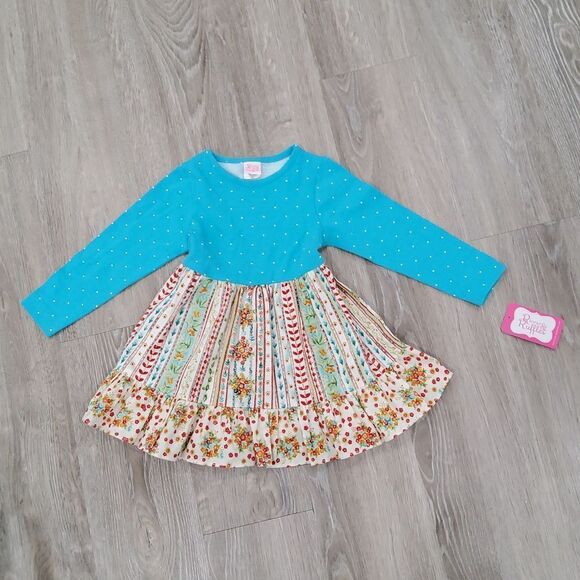 RICRAC & RUFFLES Boutique Floral & Polka Dot Patterned Dress 2T NWT - Picture 1 of 5